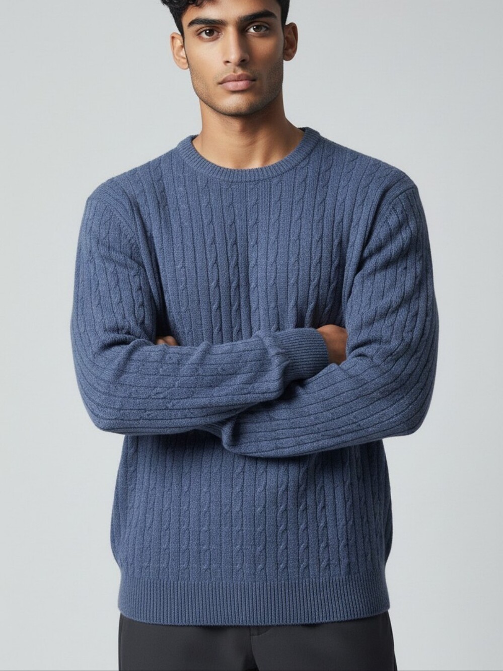 Allen Solly Cashmere Cableknit Sweater XL Blue